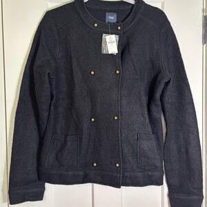 Gap‎ NWT Black 100% Wool Jacket with Button Closure and Pockets Size M